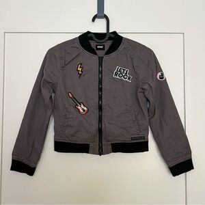 Hudson Boys Bomber Style Jacket Sz 7 Let’s Rock Punk Rocker Patches Rockstar